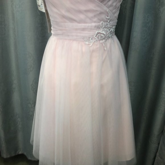 Sample Blush Bridesmaid Dress, Aline Flowy Short Formal Pageant Prom Mother - Picture 6 of 14